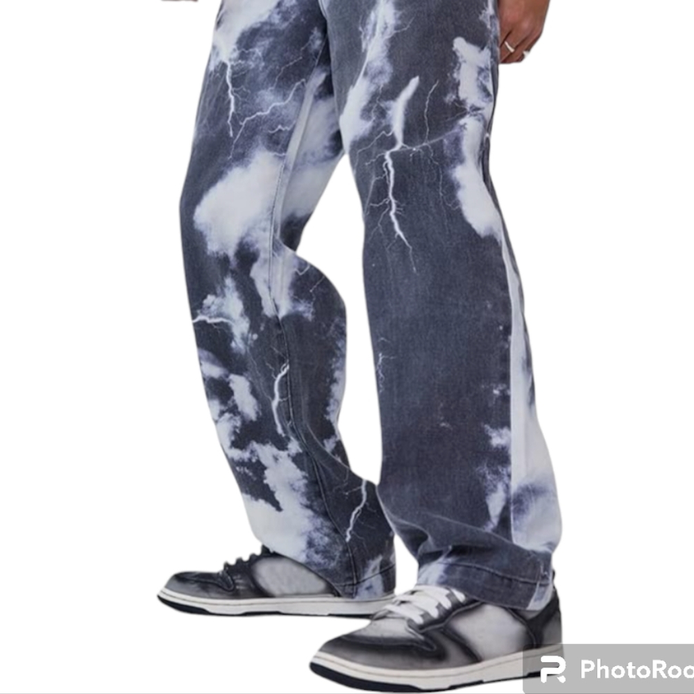 Grunge Slouch Tie-Dye Casual Denim Jeans - Size 36 NWOT